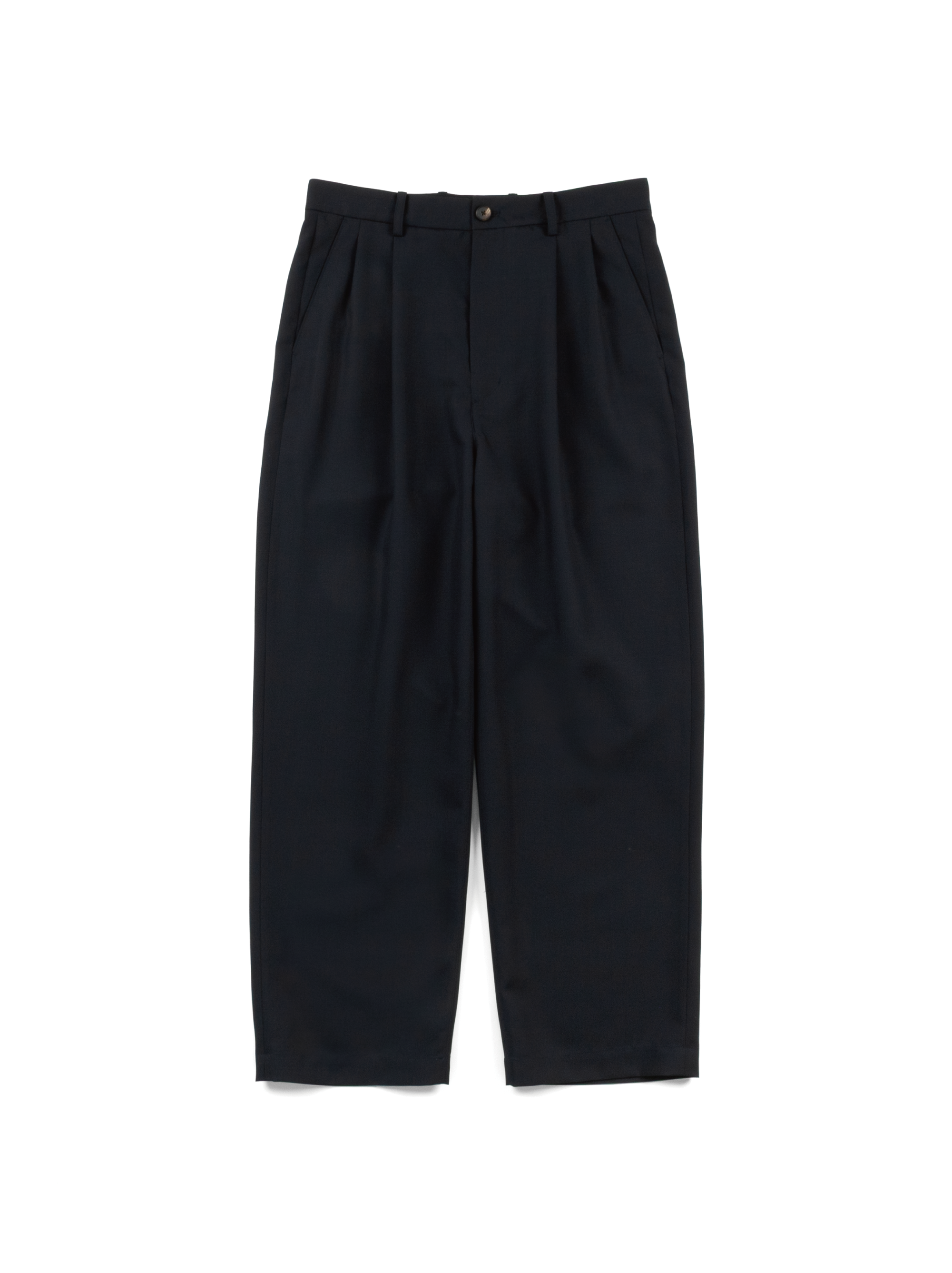 Cornier ウールカシミヤ ワイドスラックス Super160's WOOL/KID MOHAIR WIDE PANTS|DARK NAVY – Cornier