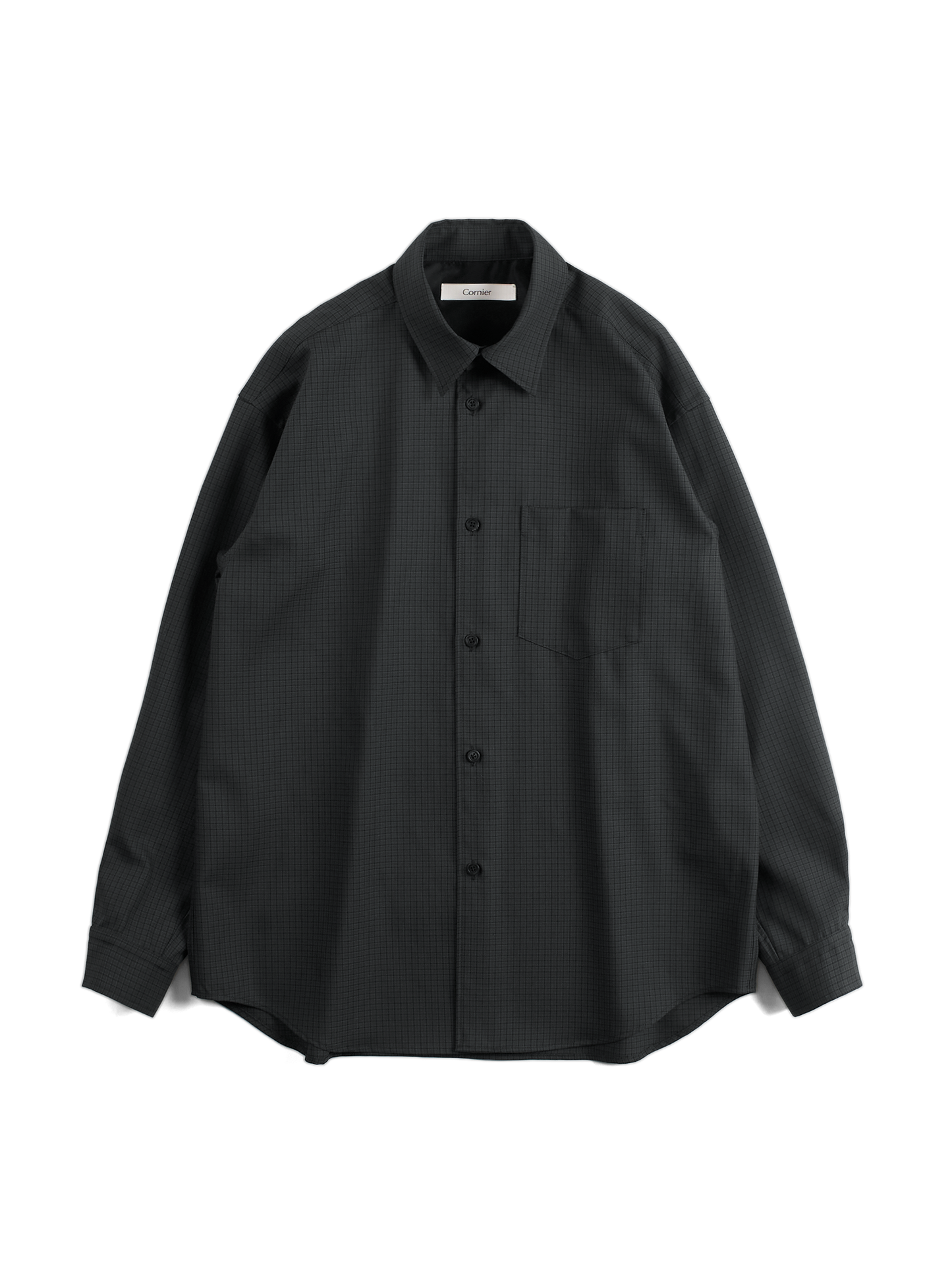 Super160's WOOL/SILK CHECK SHIRTS|BLACK CHECK