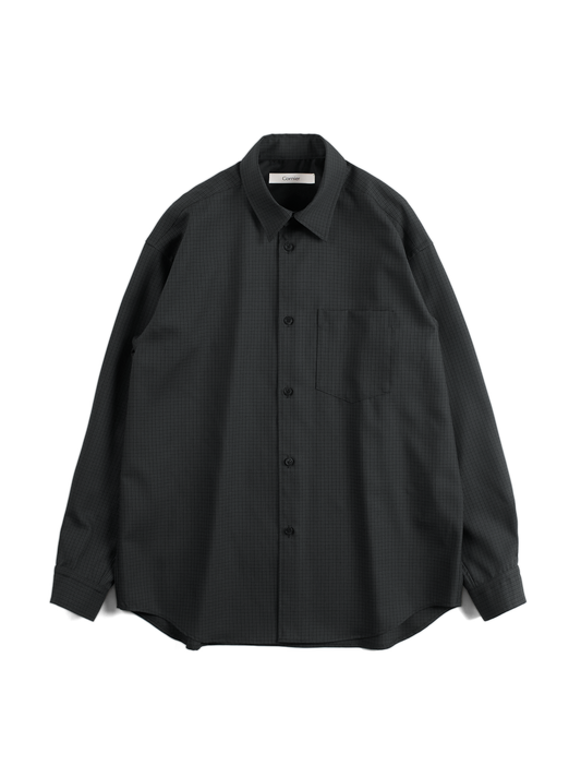 Super160's WOOL/SILK CHECK SHIRTS|BLACK CHECK