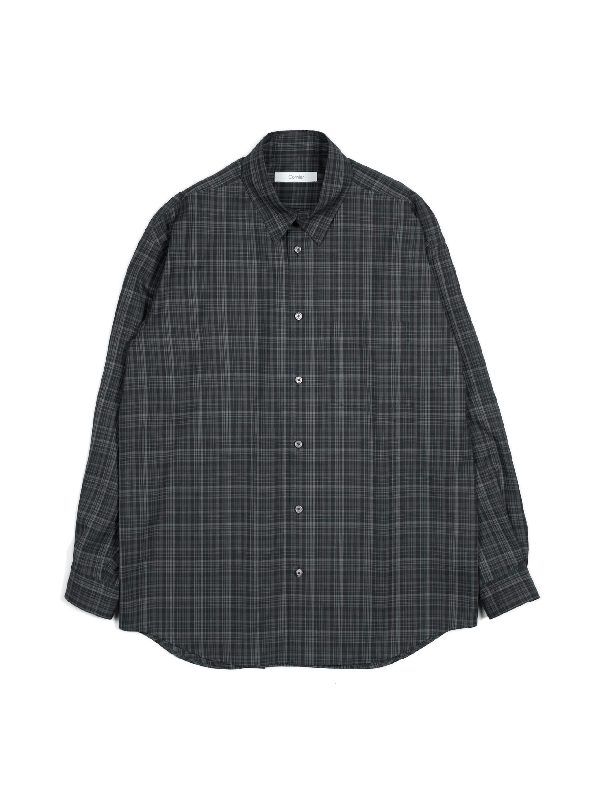 cornier WORSTED WOOL SHIRTS｜CHARCOAL L Super180's WORSTED WOOL CHECK SHIRTS｜CHARCOAL CHECK – Cornier