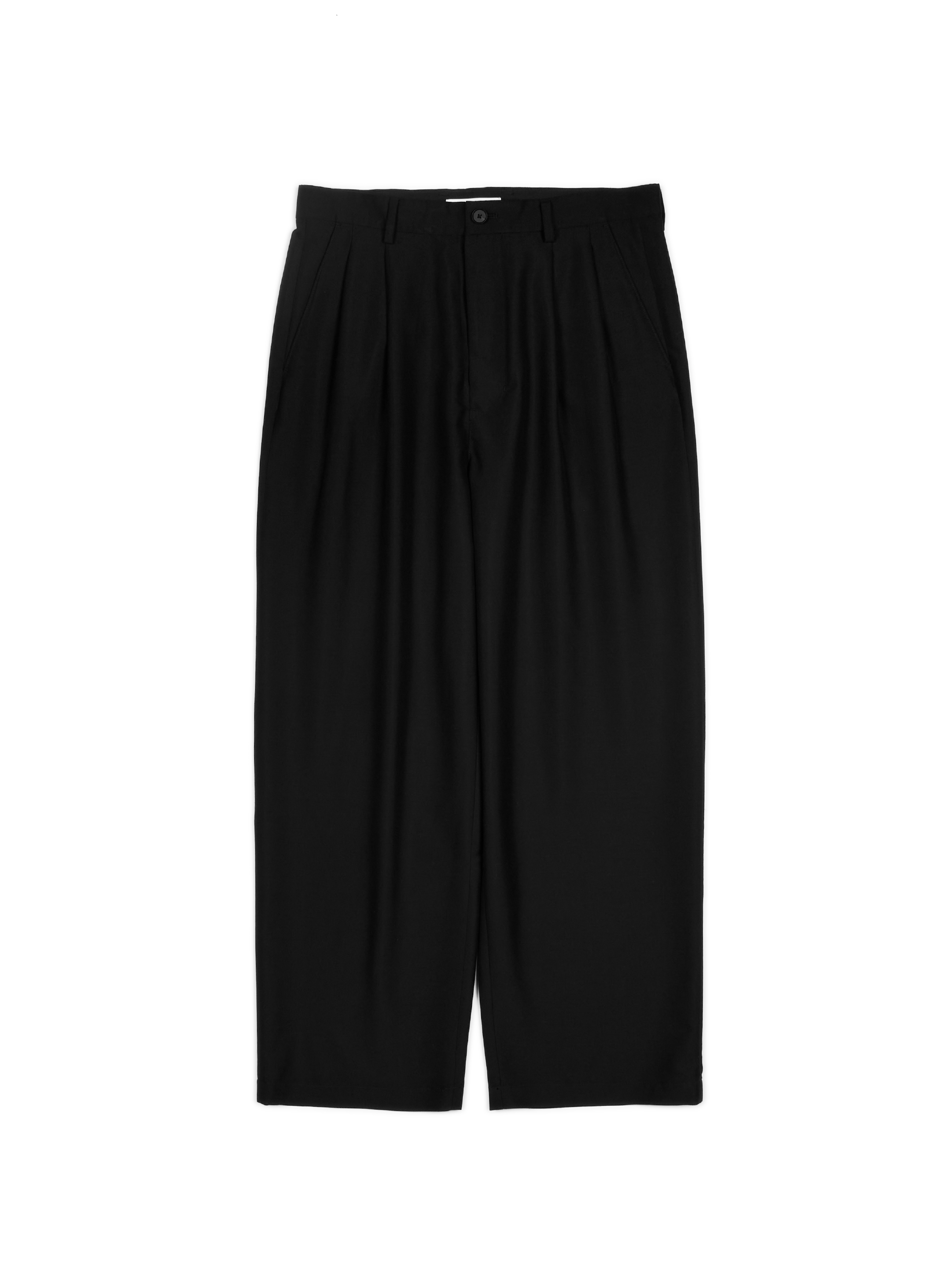 WORSTED CASHMERE/SILK TROPICAL 2-TUCK WIDE PANTS｜BLACK – Cornier