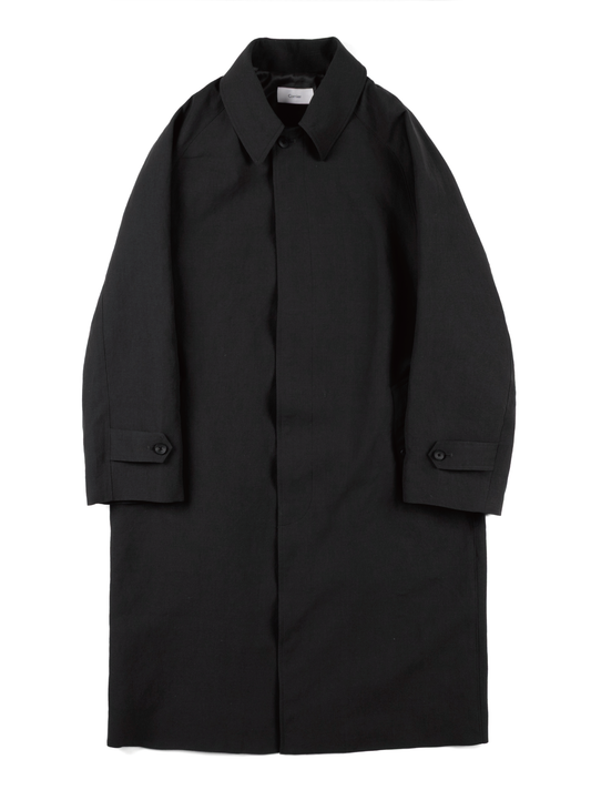 WORSTED WOOL/PAPER BALMACAAN LONG COAT|BLACK