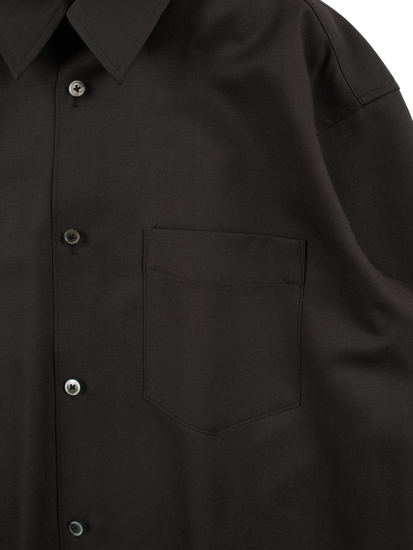 Super130's WOOL CHAMBRAY GABARDINE SHIRTS|BLACK BROWN