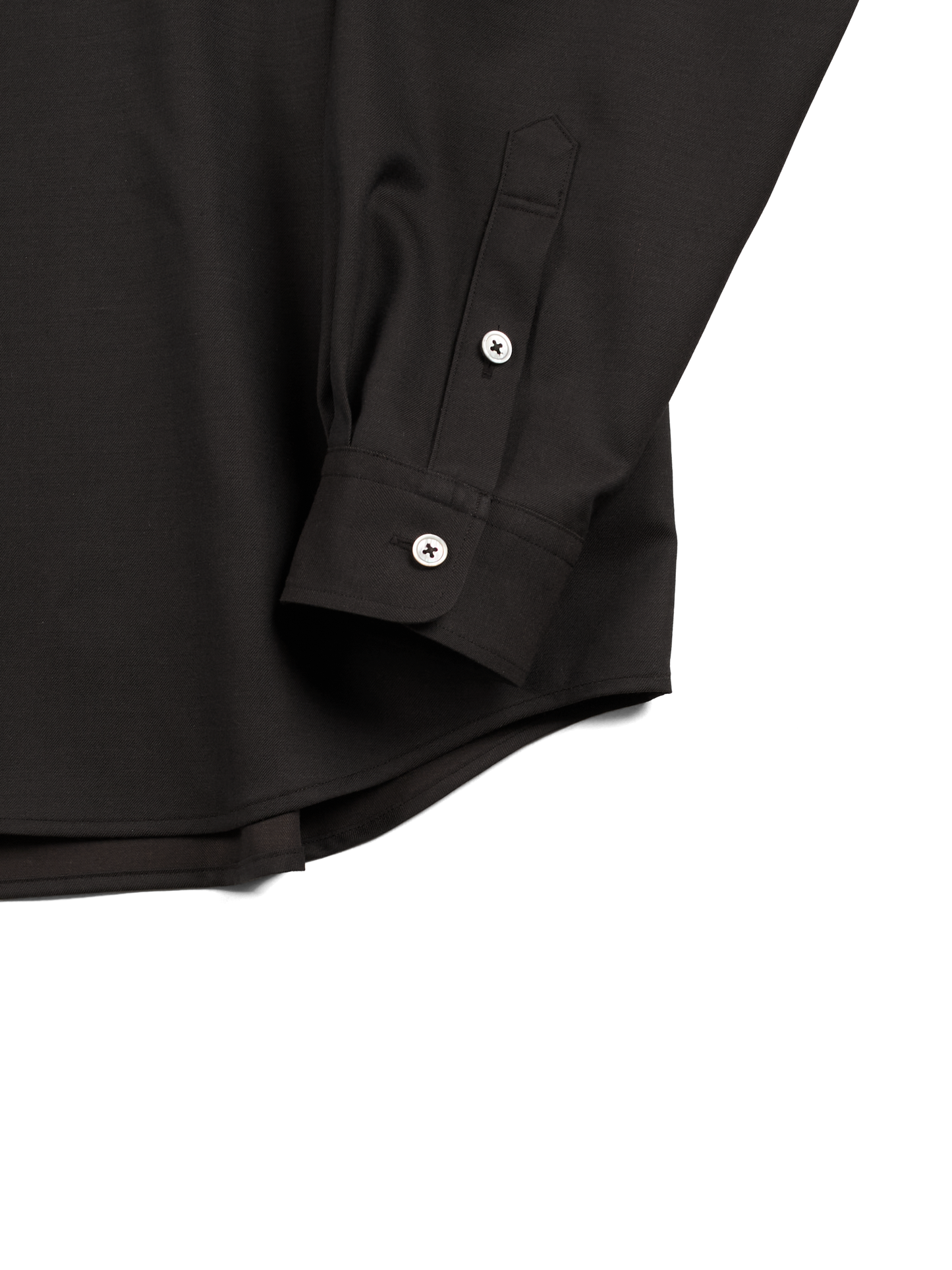 Super130's WOOL CHAMBRAY GABARDINE SHIRTS|BLACK BROWN