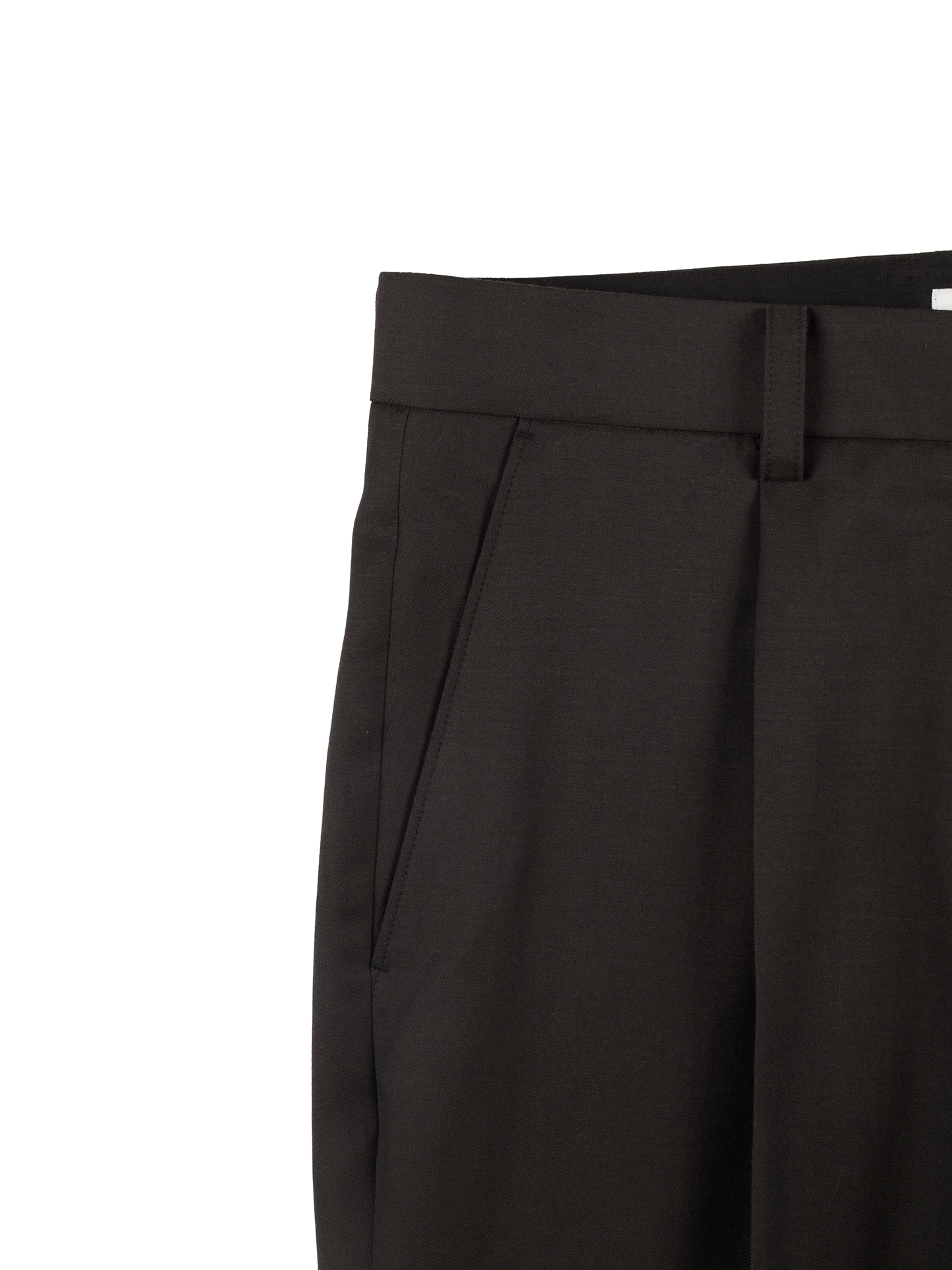 Super130's WOOL CHAMBRAY GABARDINE SLACKS|BLACK BROWN