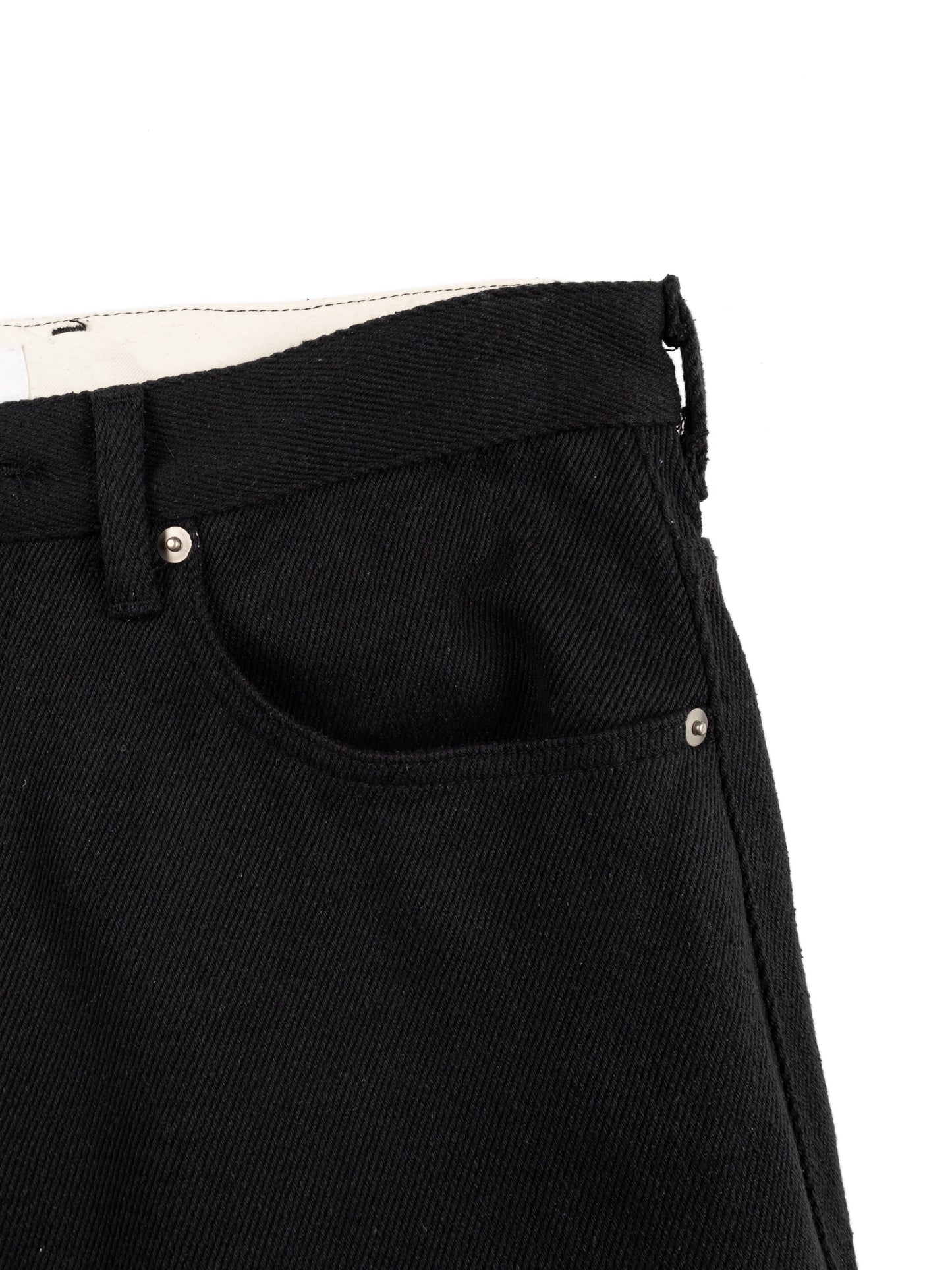 SILK NEP DENIM PANTS|BLACK