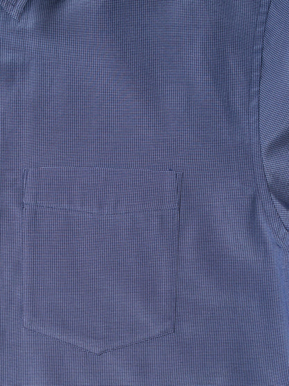 SILK/COTTON MICRO GINGHAM CHECK SHIRTS｜BLUE
