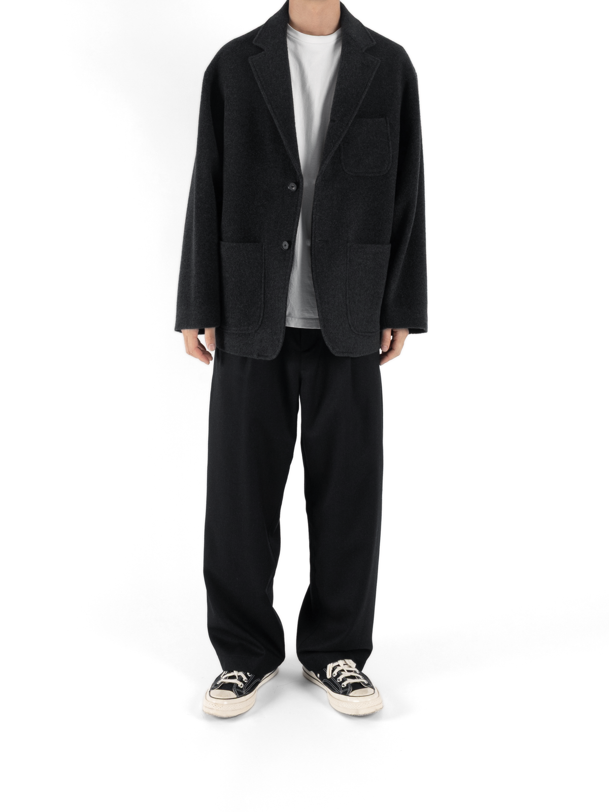WOOL/CASHMERE MOSSER OVERSIZED JACKET|TOP BLACK – Cornier WOOL/CASHMERE MOSSER OVERSIZED JACKET|TOP BLACK – Cornier
