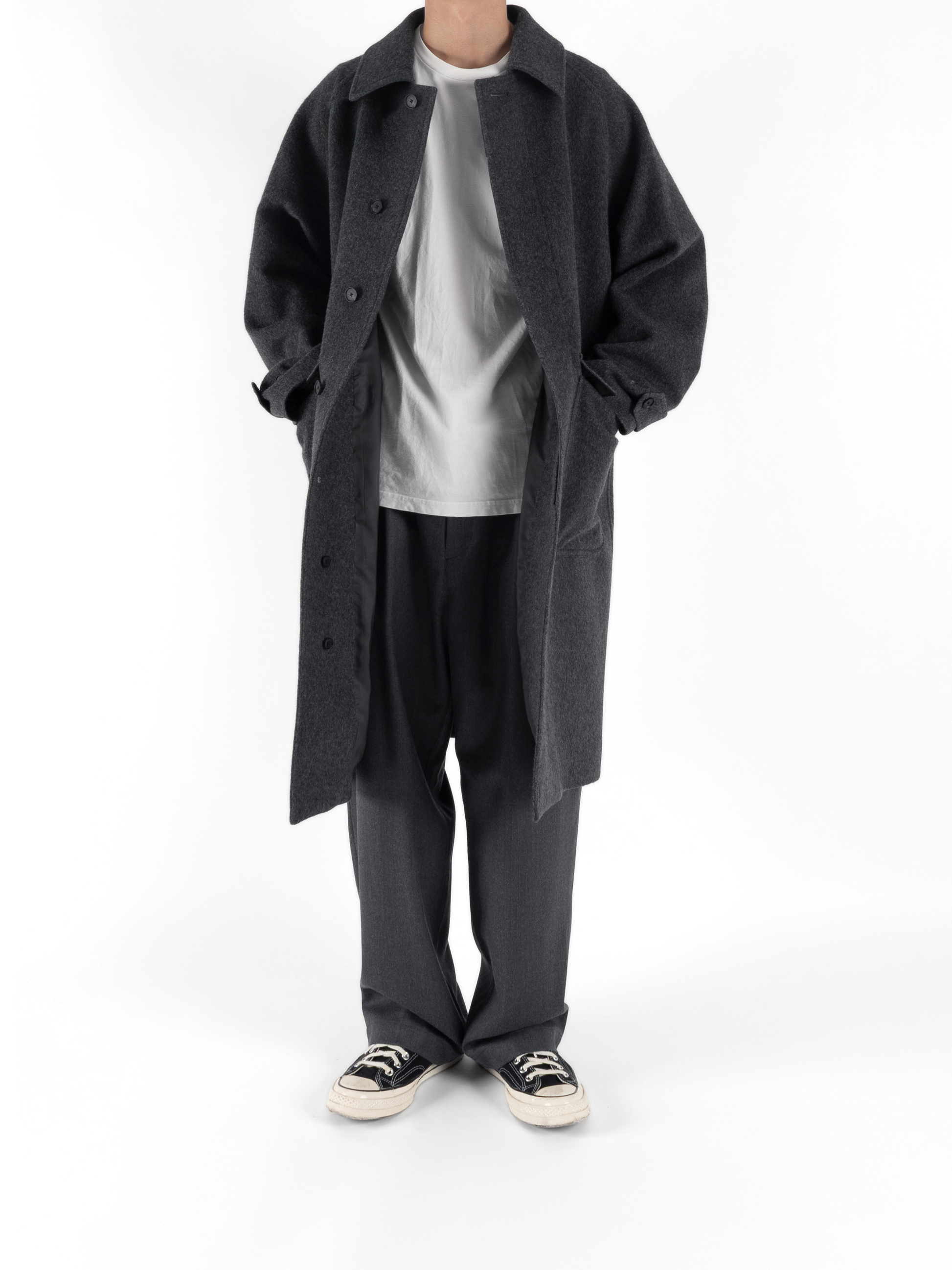 WOOL/CASHMERE MOSSER BALMACAAN COAT|TOP GRAY – Cornier WOOL/CASHMERE MOSSER BALMACAAN COAT|TOP GRAY – Cornier