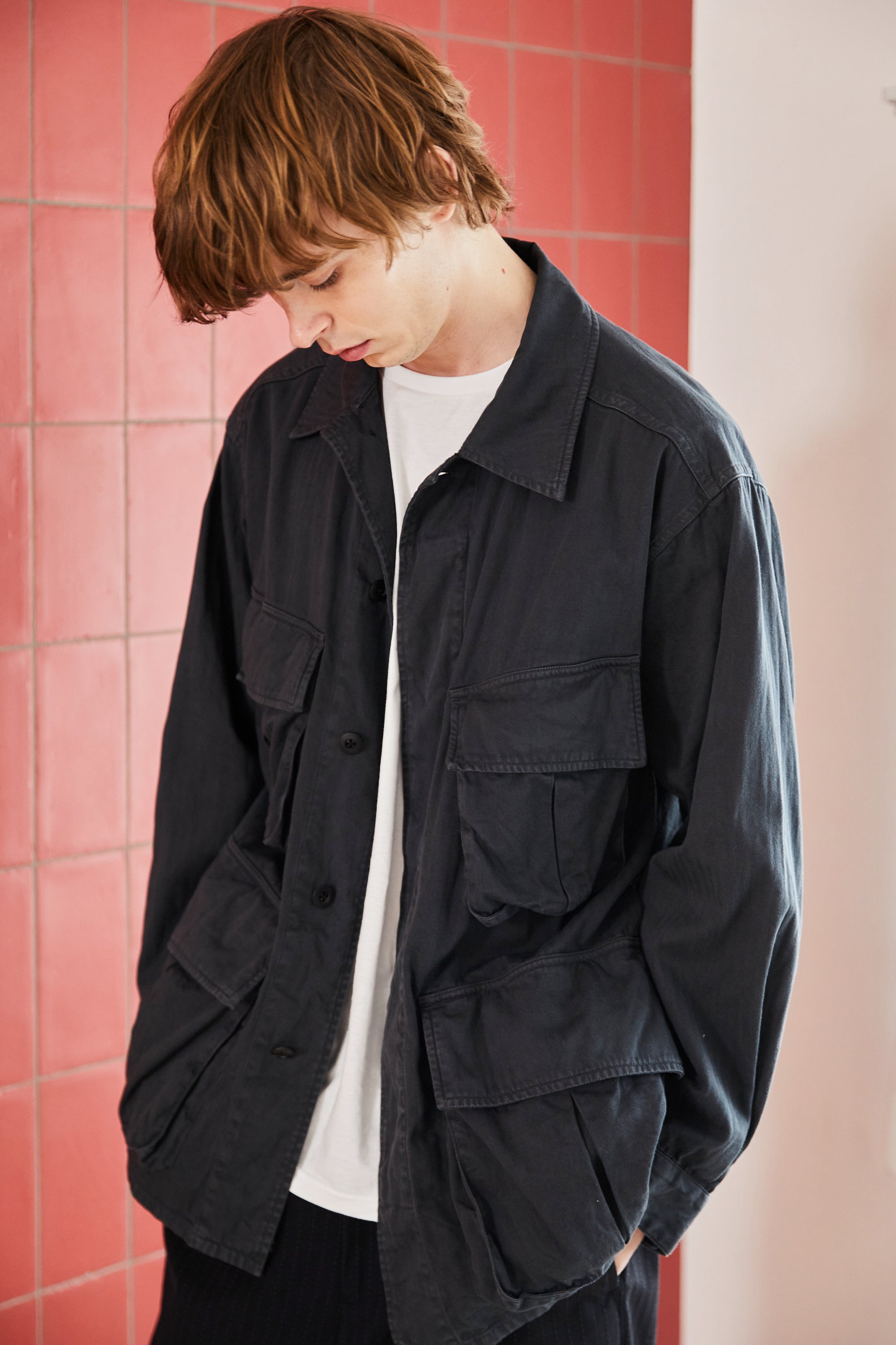 GARMENT DYED FINX COTTON JUNGLE FATIGUE JKT｜INK BLACK – Cornier