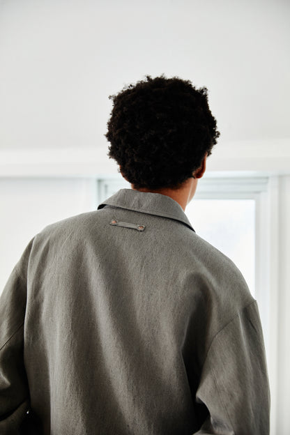 Model 184cm size L color HAZE GRAY 着用