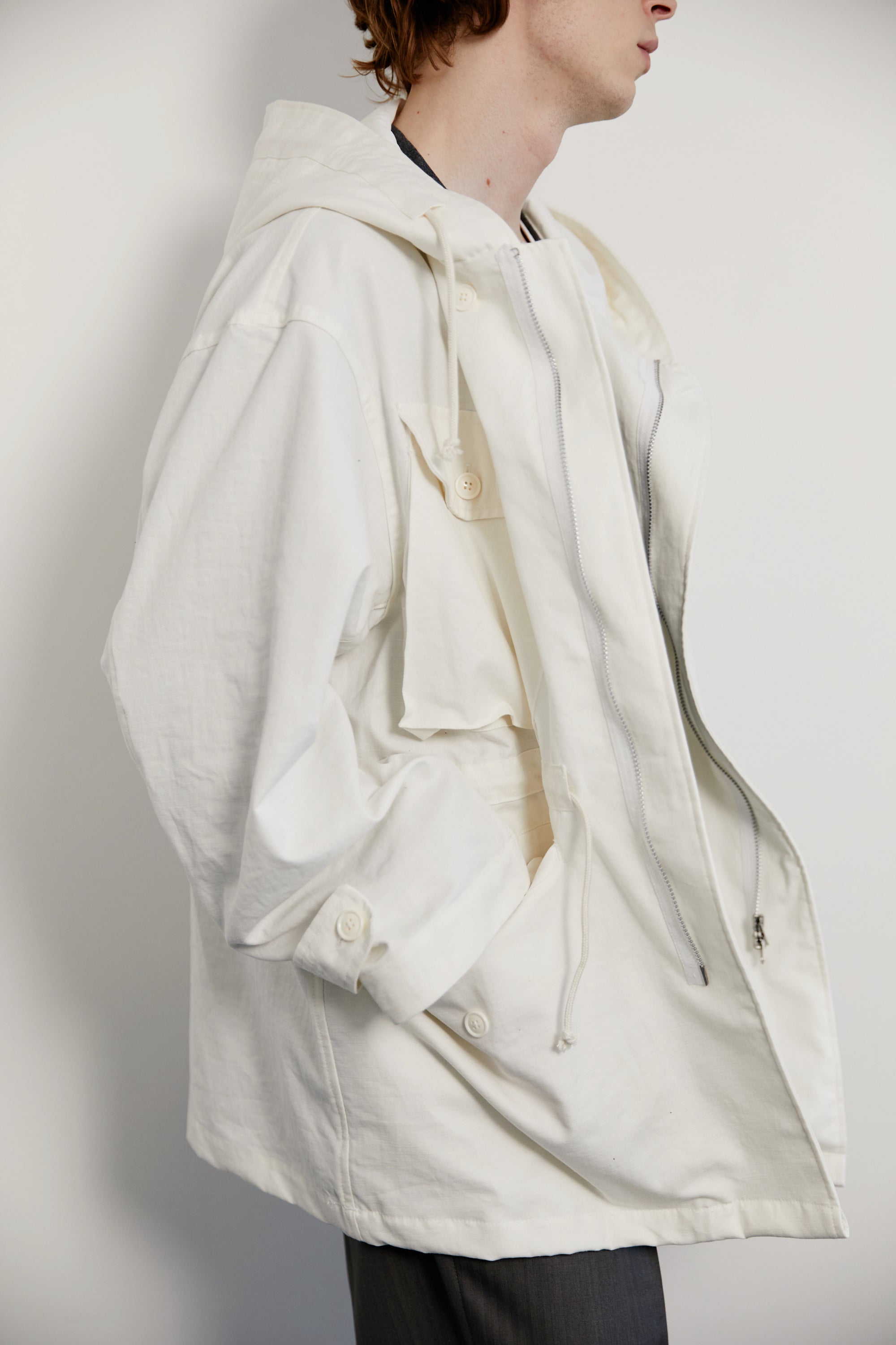 FINX/ZIMBABWE COTTON LIGHT CHINO HOODED BLOUSON｜ECRU – Cornier
