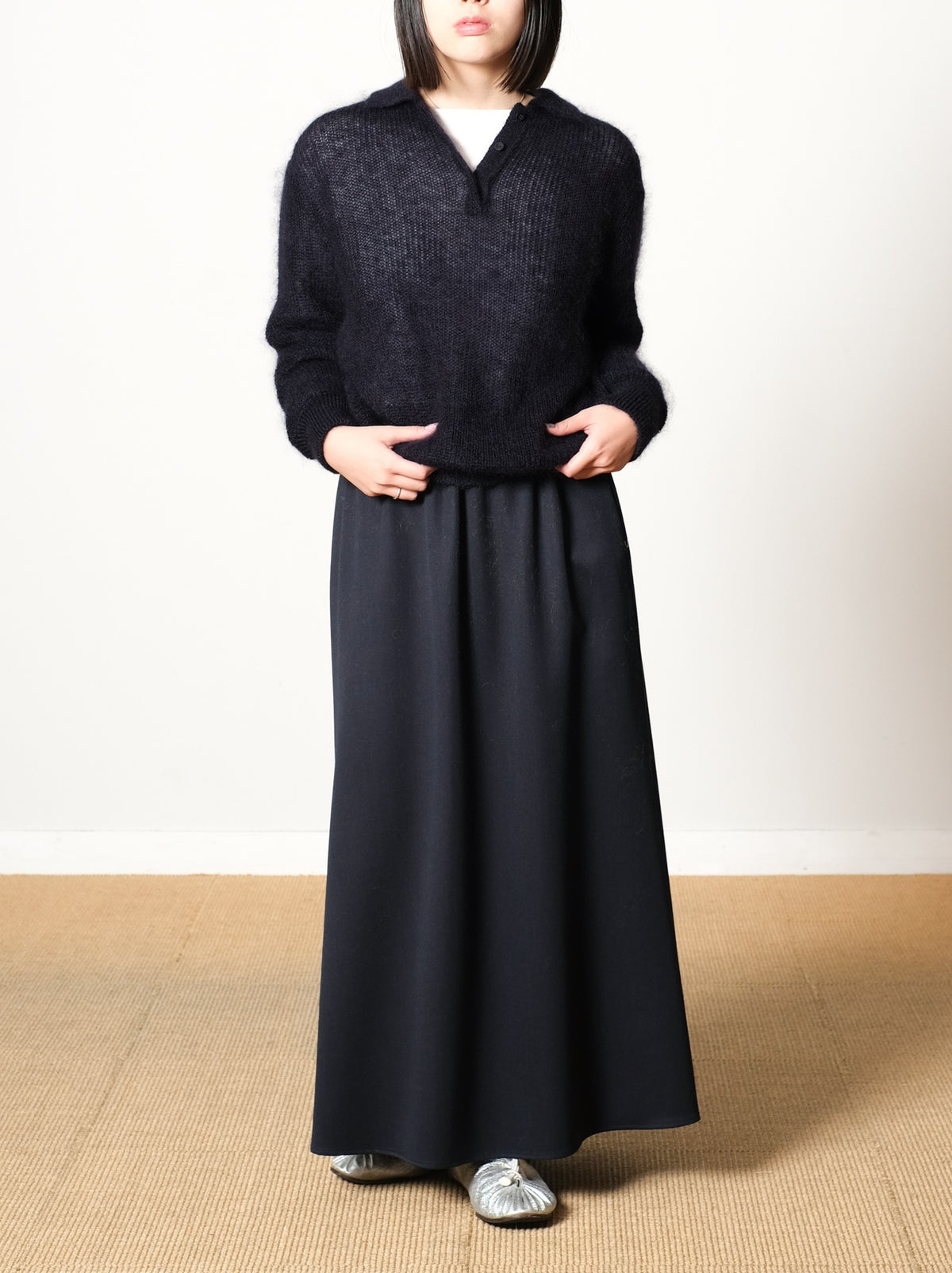 Model 159cm size M color DARK NAVY着用