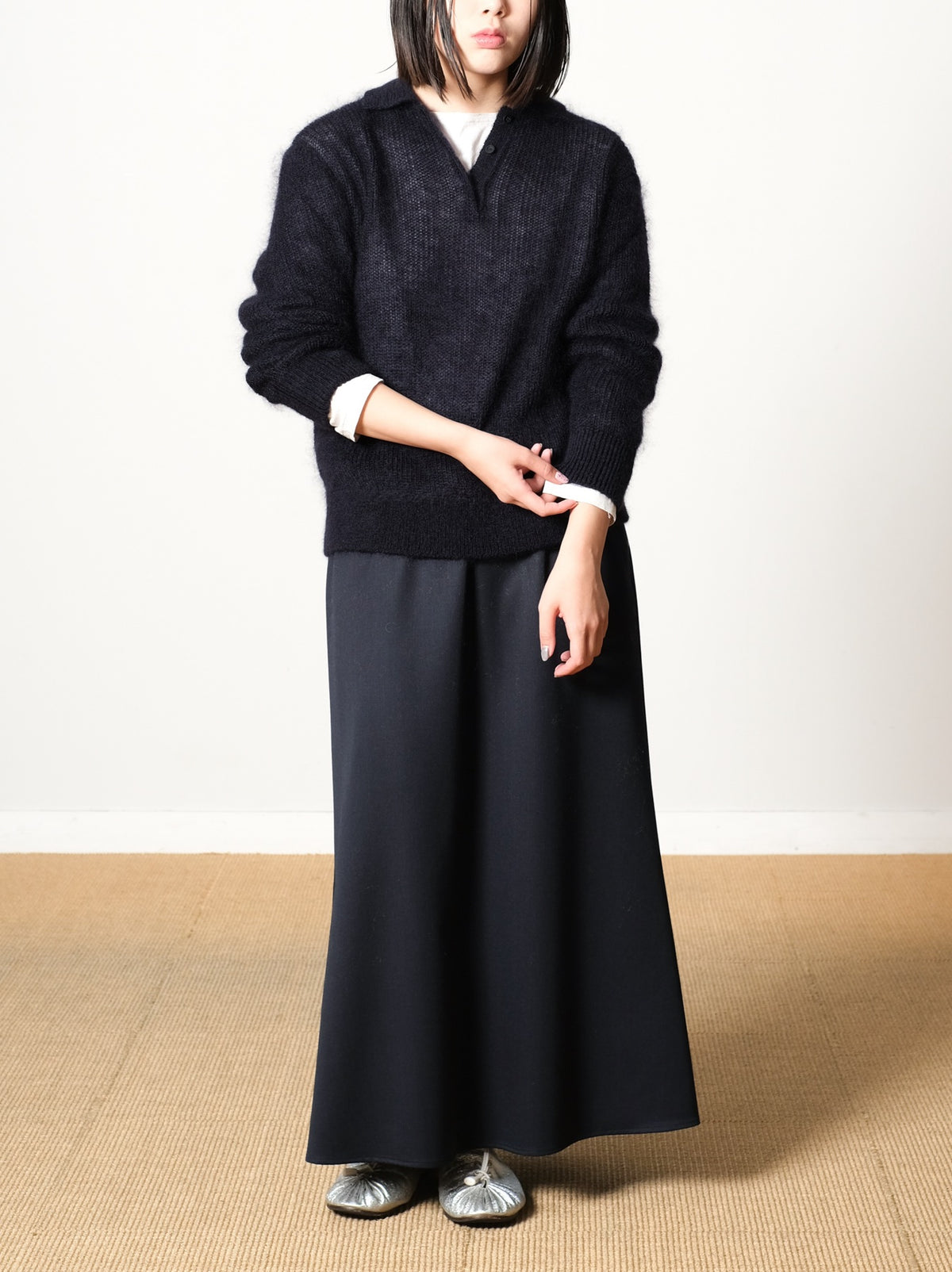 Model 159cm size S color TOP D.NAVY着用