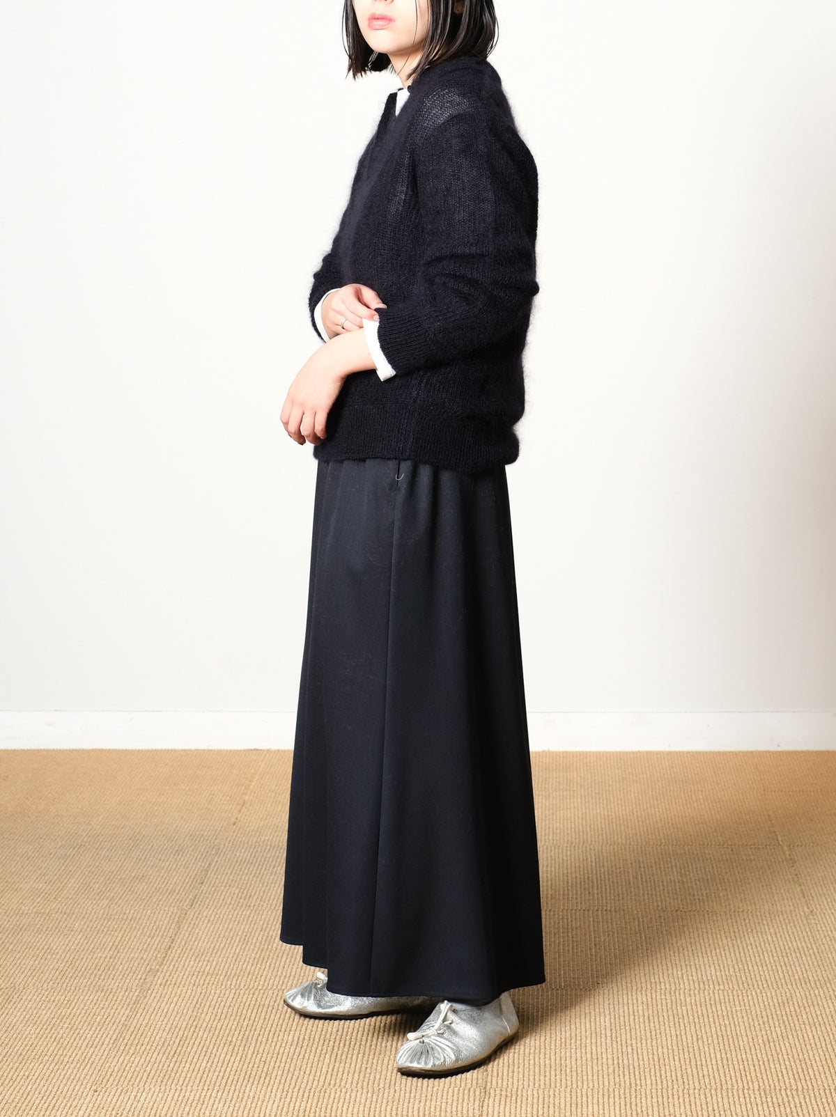 Model 159cm size M color DARK NAVY着用