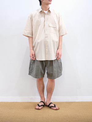 GARMENT DYED FINX COTTON HBT CARGO SHORTS｜FOG KHAKI