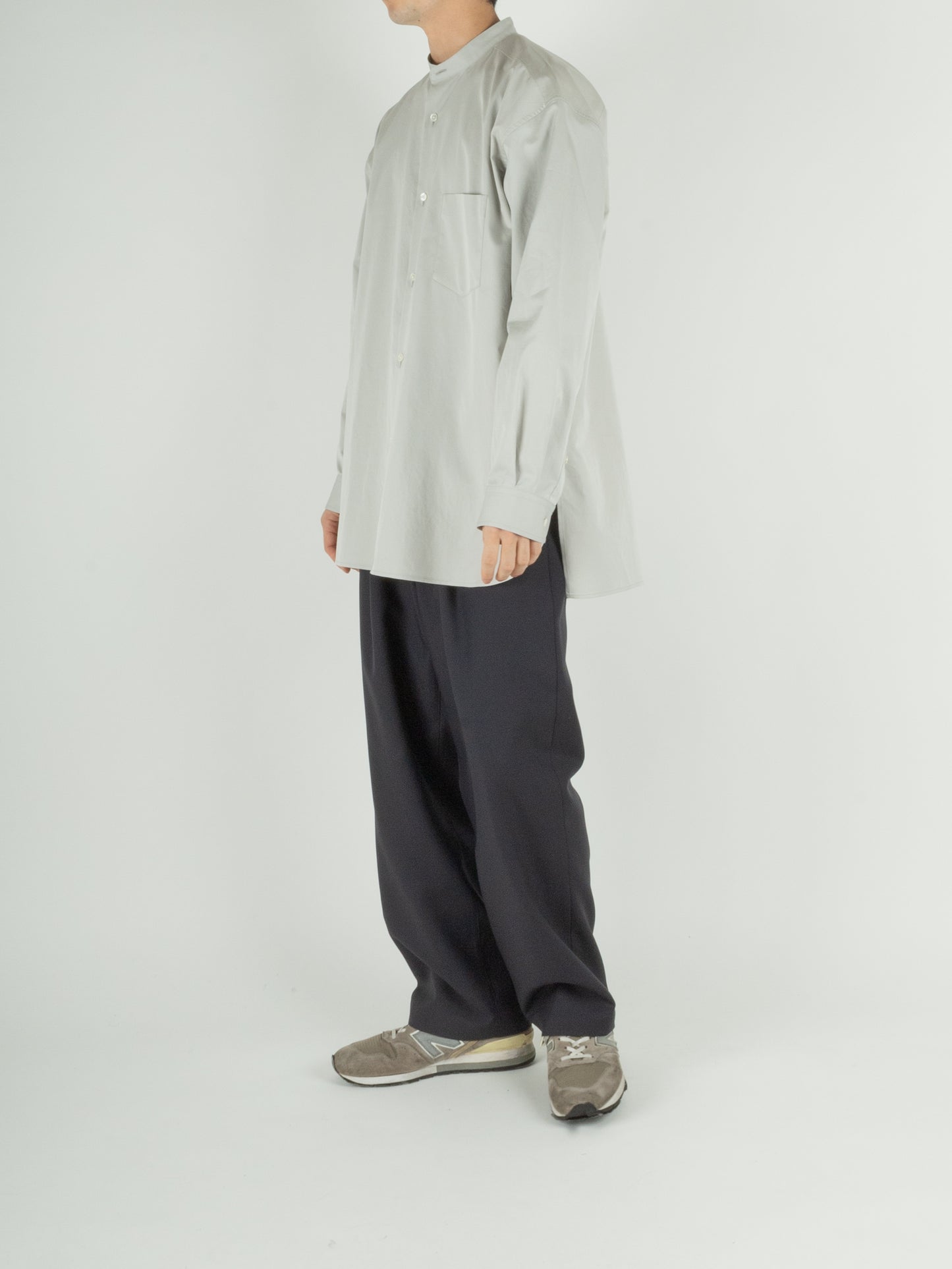 Super160's WOOL/KID MOHAIR WIDE PANTS｜DARK NAVY