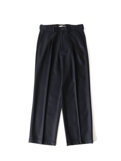 WOOL/CASHMERE COLLEGE FLANNEL PANTS｜BLACK
