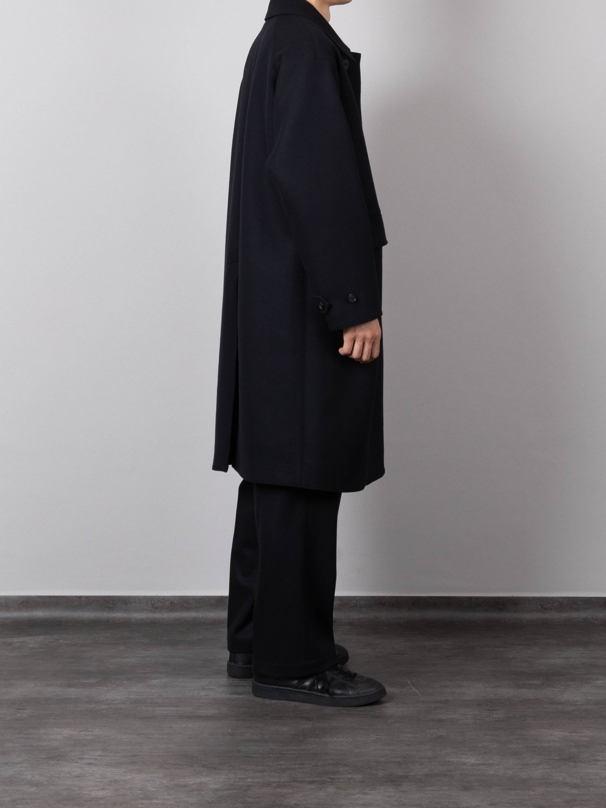 DOUBLE CLOTH Super160' s WOOL LONG COAT｜BLACK – Cornier