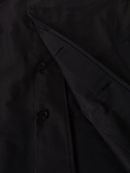 FINX COTTON/SILK GABARDINE BALMACAAN COAT｜BLACK CHAMBRAY