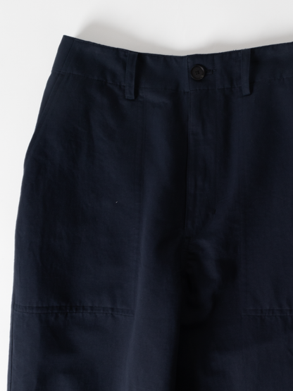 LINEN/COTTON TWILL BAKER PANTS｜DARK NAVY