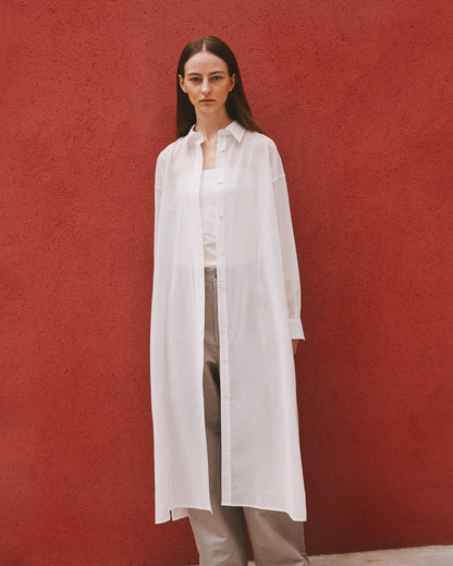 GV COTTON SHEER SHIRTS DRESS｜WHITE