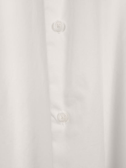 FINX COTTON TWILL BAND COLLAR SHIRTS｜WHITE