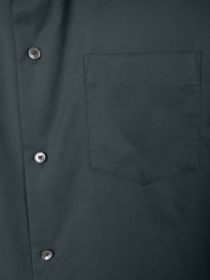 FINX COTTON TWILL BAND COLLAR SHIRTS｜DEEP GREEN