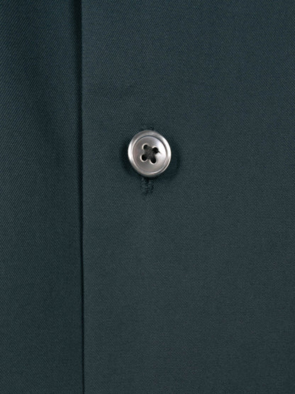 FINX COTTON TWILL BAND COLLAR SHIRTS｜DEEP GREEN