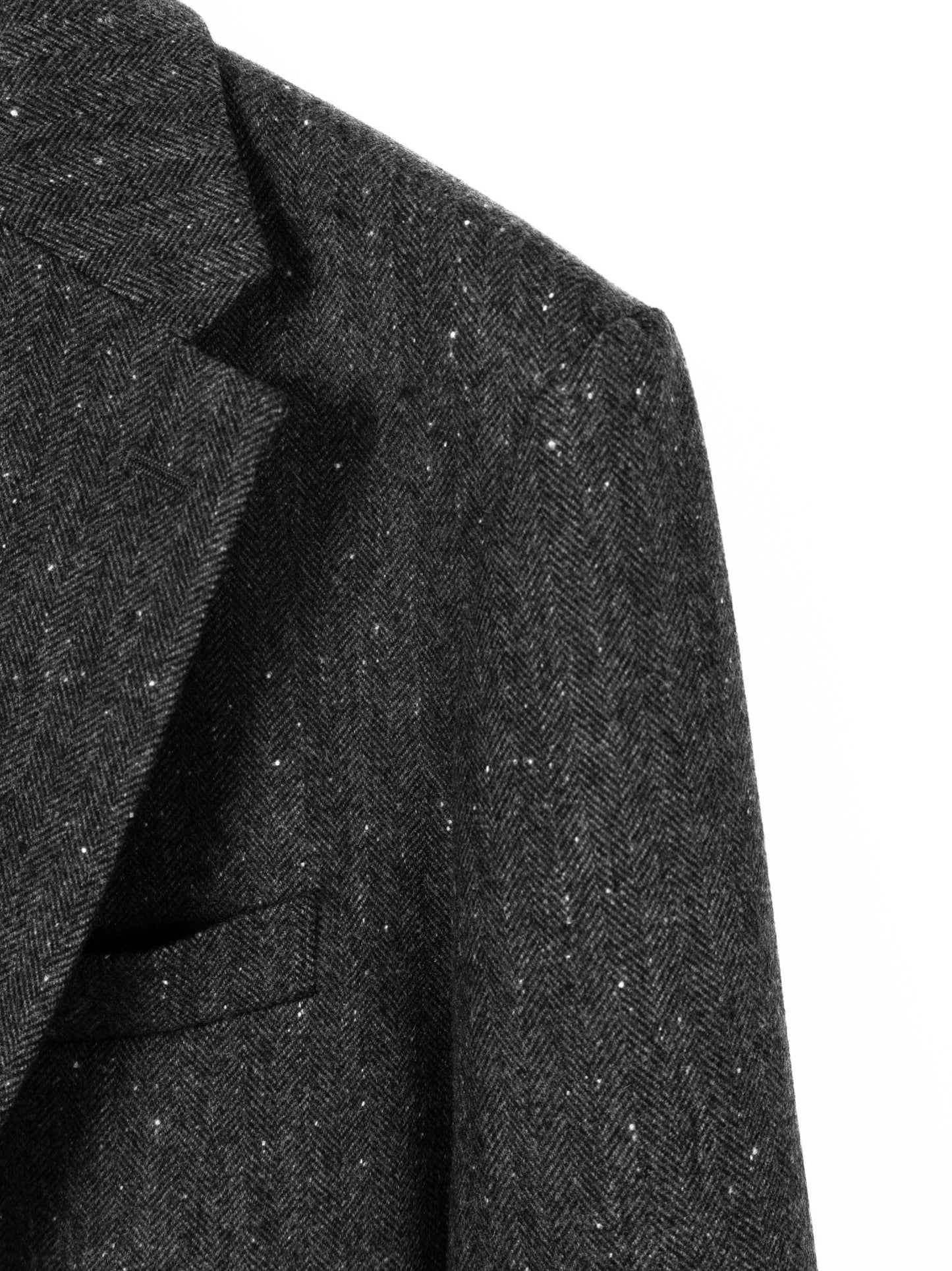 SHETLAND WOOL MIX TWEED JACKET｜BLACK MIX