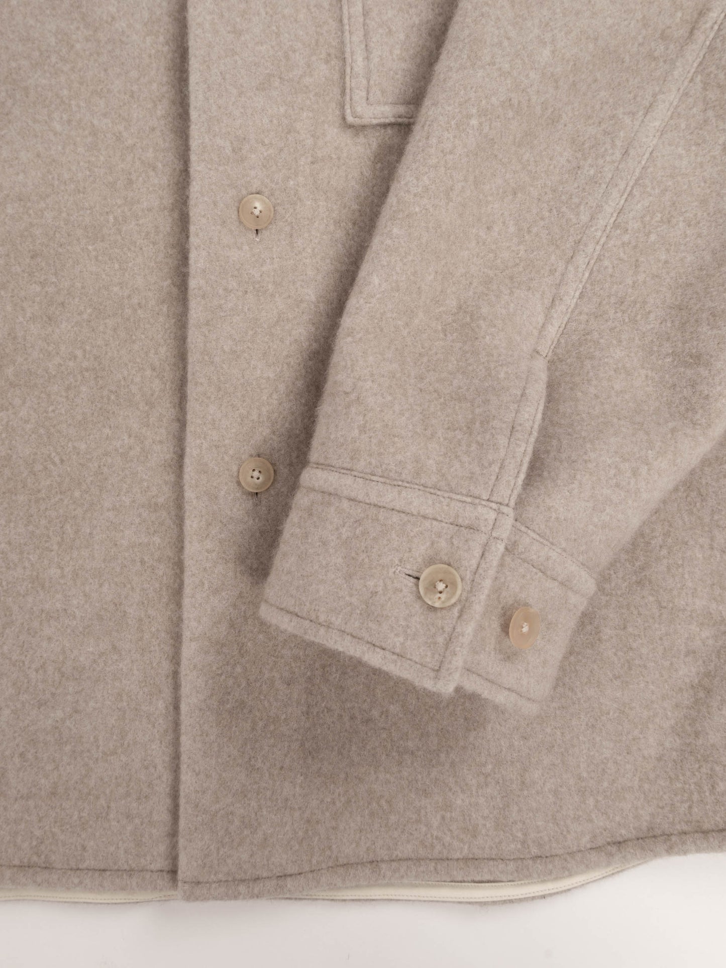 LAMB WOOL CASHMERE MOSSER OVER SHIRTS｜NATURAL