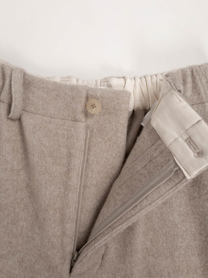 LAMB WOOL CASHMERE MOSSER PANTS｜NATURAL