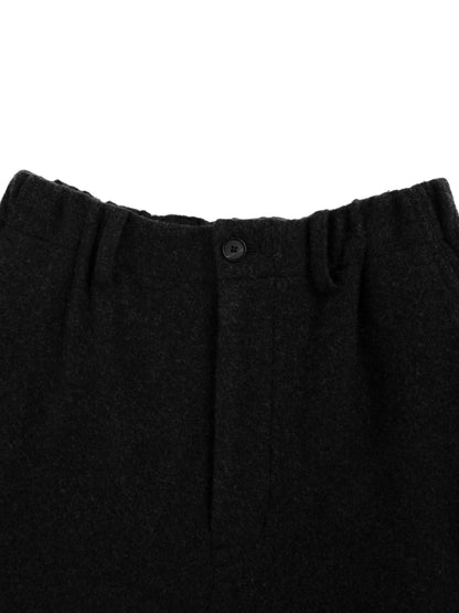 LAMB WOOL CASHMERE MOSSER PANTS｜TOP BLACK