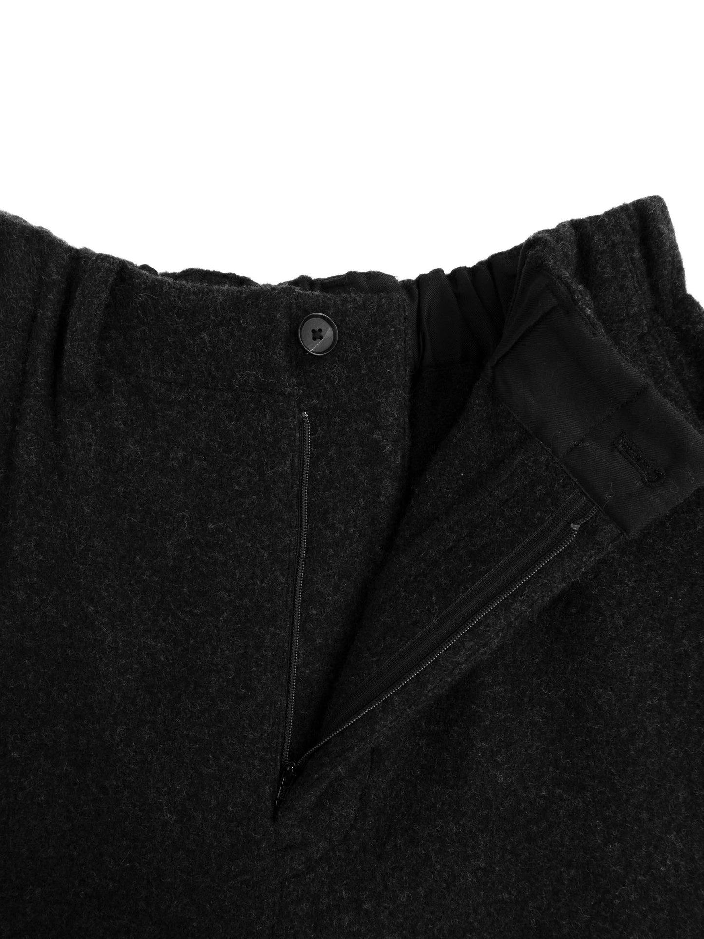 LAMB WOOL CASHMERE MOSSER PANTS｜TOP BLACK