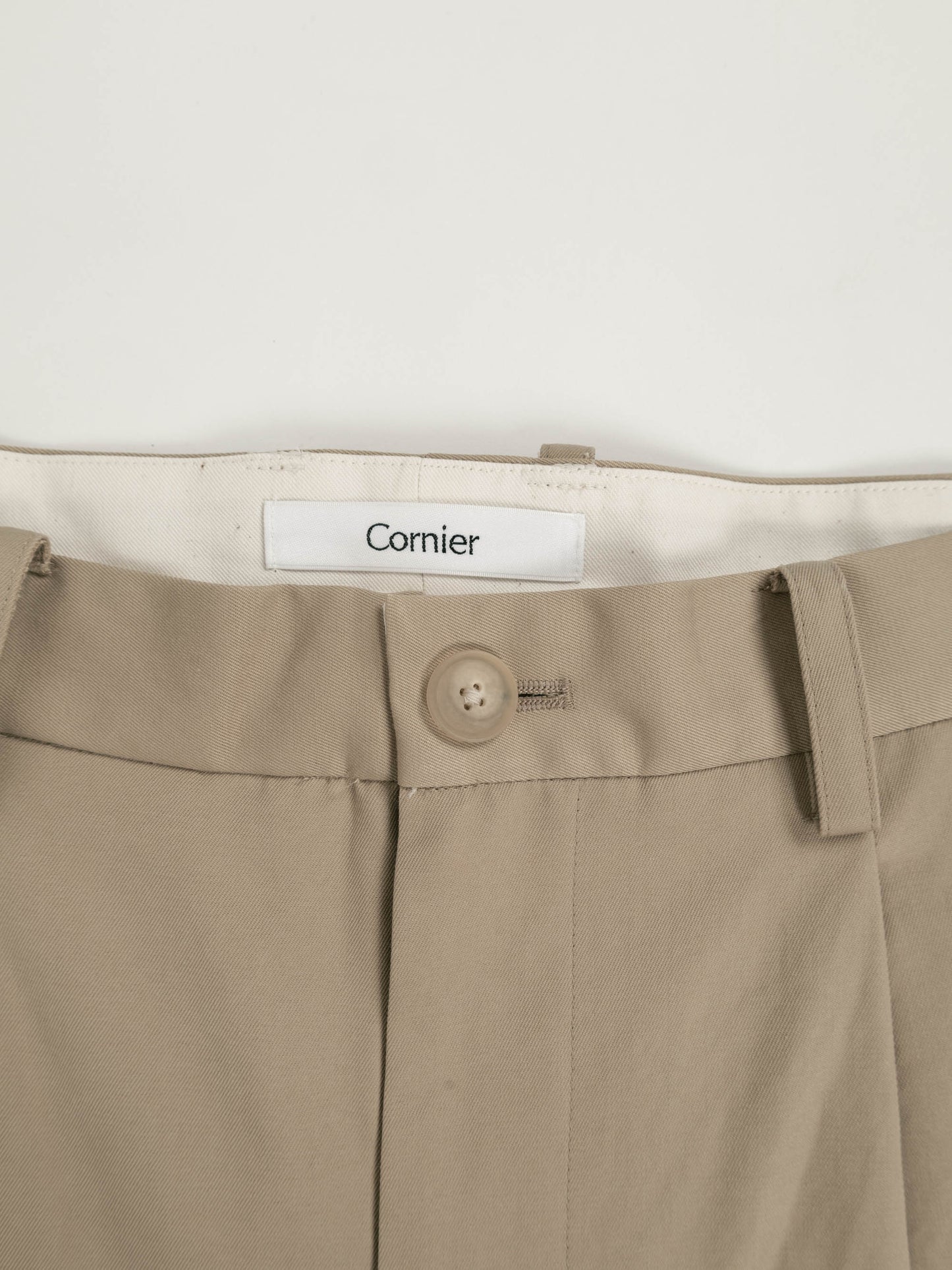 FINX COTTON GABARDINE WIDE PANTS｜BEIGE