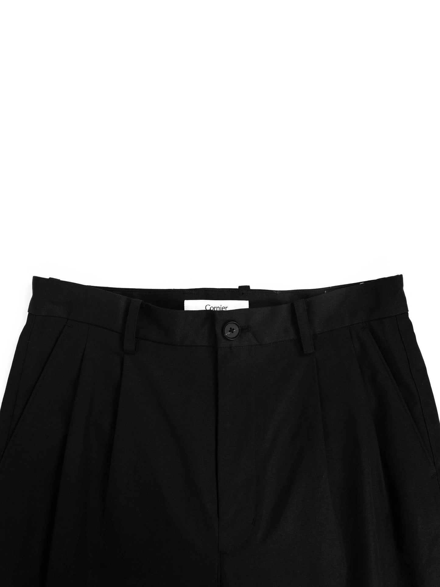 FINX COTTON GABARDINE WIDE PANTS｜BLACK