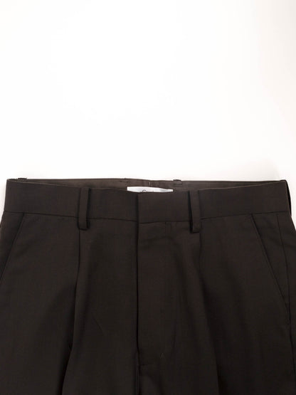 Super130's WORSTED WOOL STRAIGHT SLACKS｜DARK BROWN