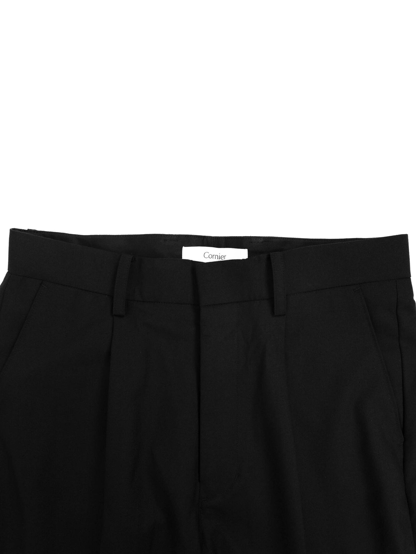 Super130's WORSTED WOOL STRAIGHT SLACKS｜BLACK