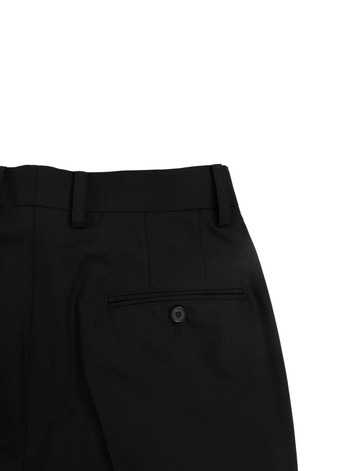 Super130's WORSTED WOOL STRAIGHT SLACKS｜BLACK