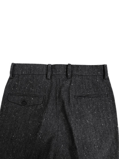 SHETLAND WOOL MIX TWEED SLACKS｜BLACK MIX