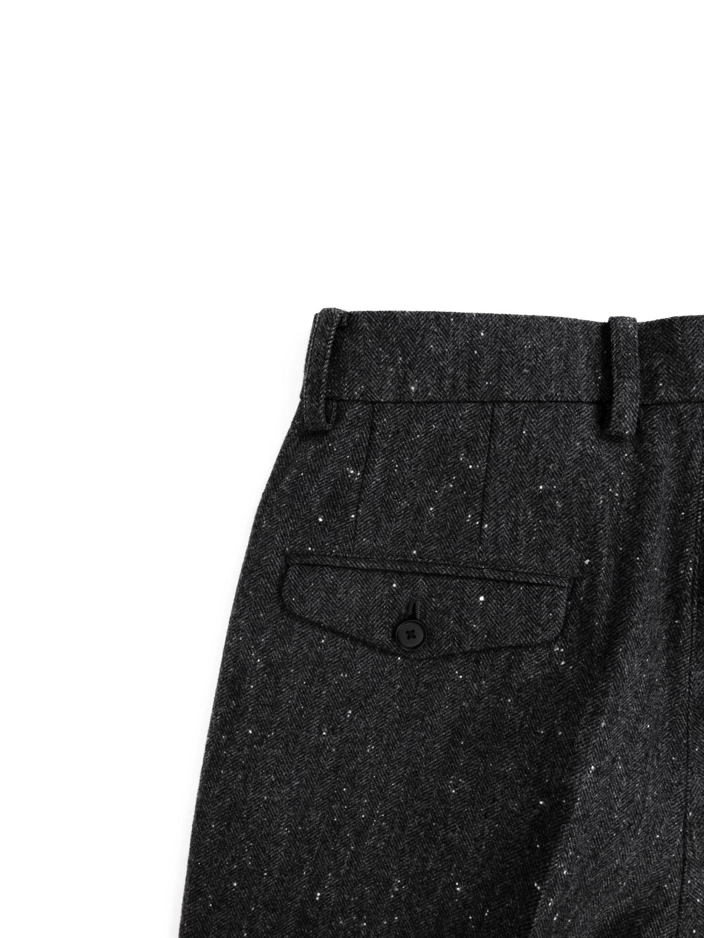 SHETLAND WOOL MIX TWEED SLACKS｜BLACK MIX