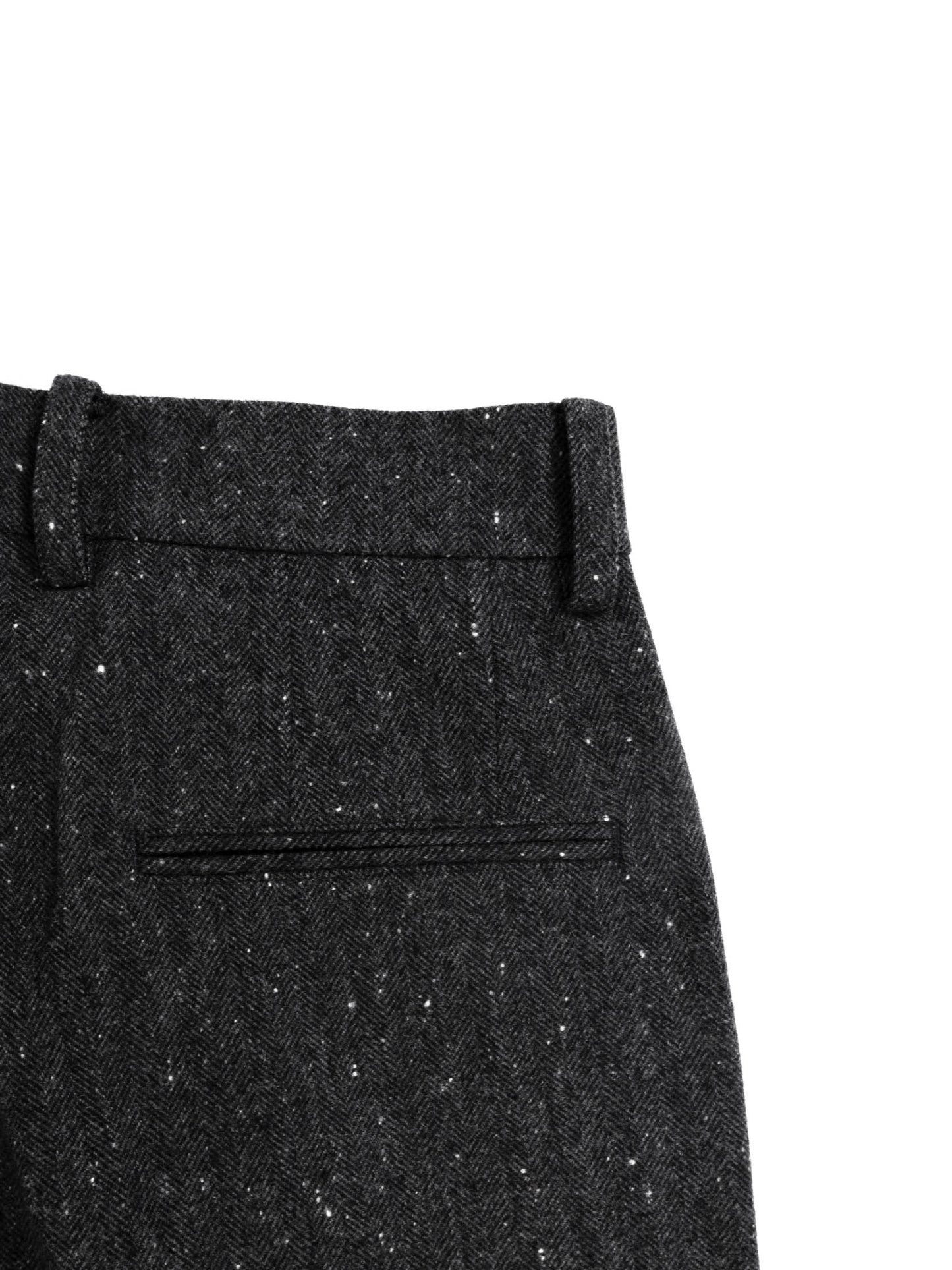 SHETLAND WOOL MIX TWEED SLACKS｜BLACK MIX