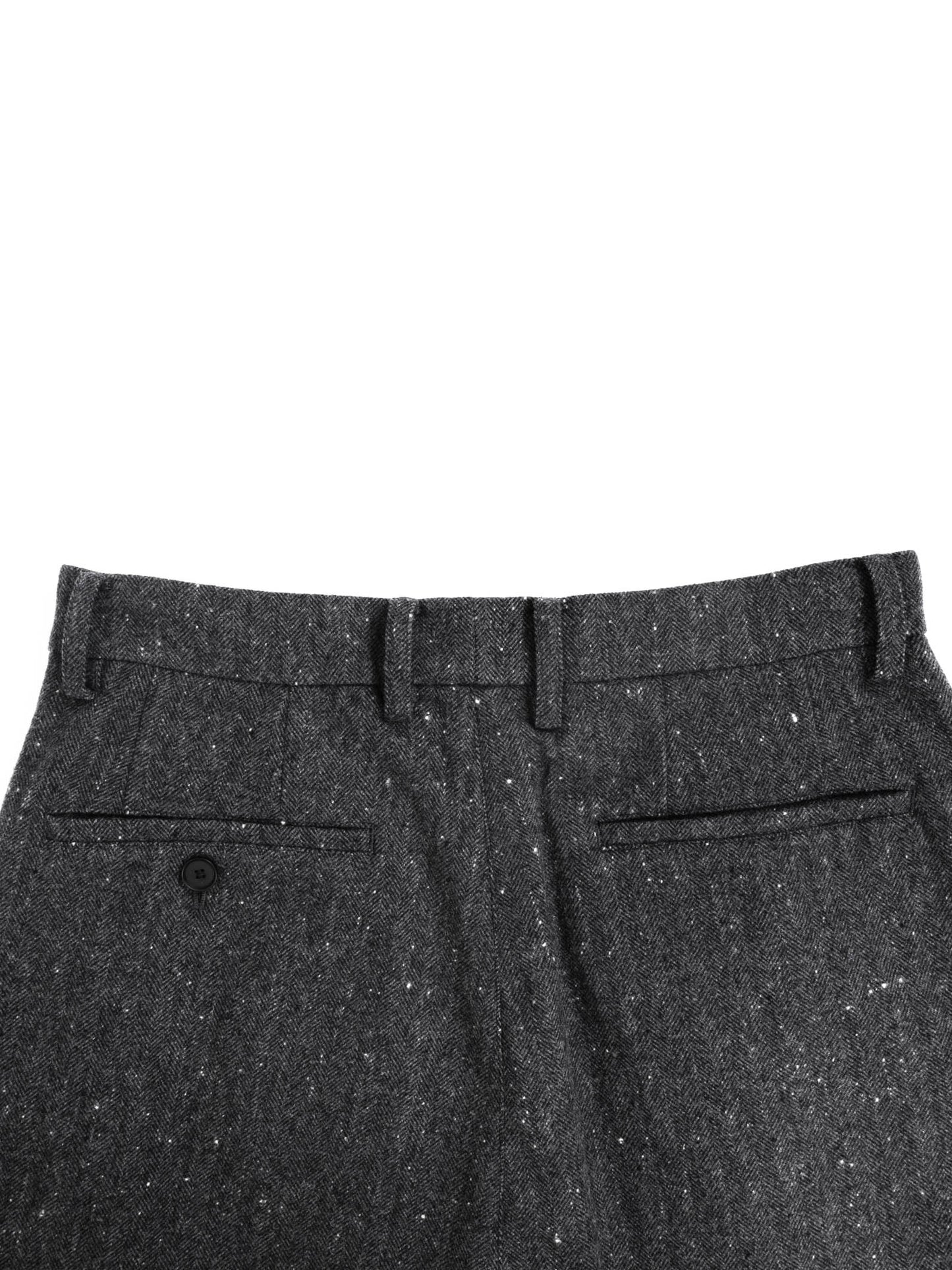 SHETLAND WOOL MIX TWEED WIDE PANTS｜BLACK MIX