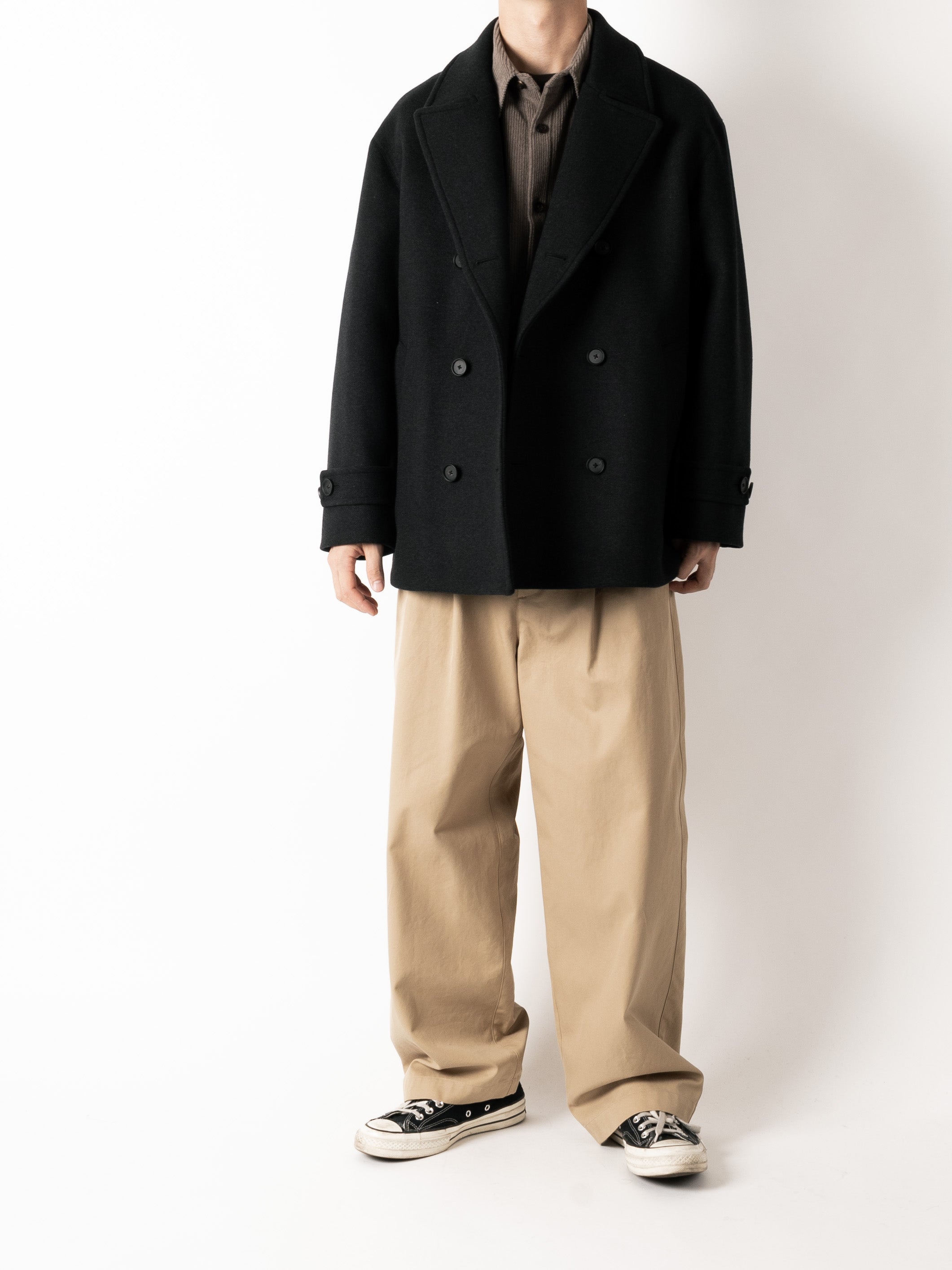 中古】<br>Cornier <br>PAPER WOOL 容易く DOUBLE LONG COAT ペーパーダブルウールロングコート オリーブ