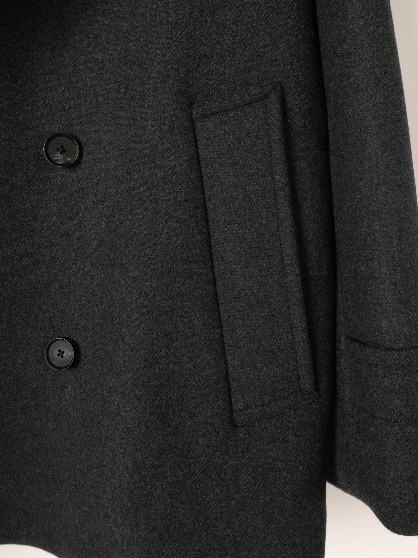 Super160’s WOOL DOUBLE CLOTH PEA COAT｜TOP GRAY