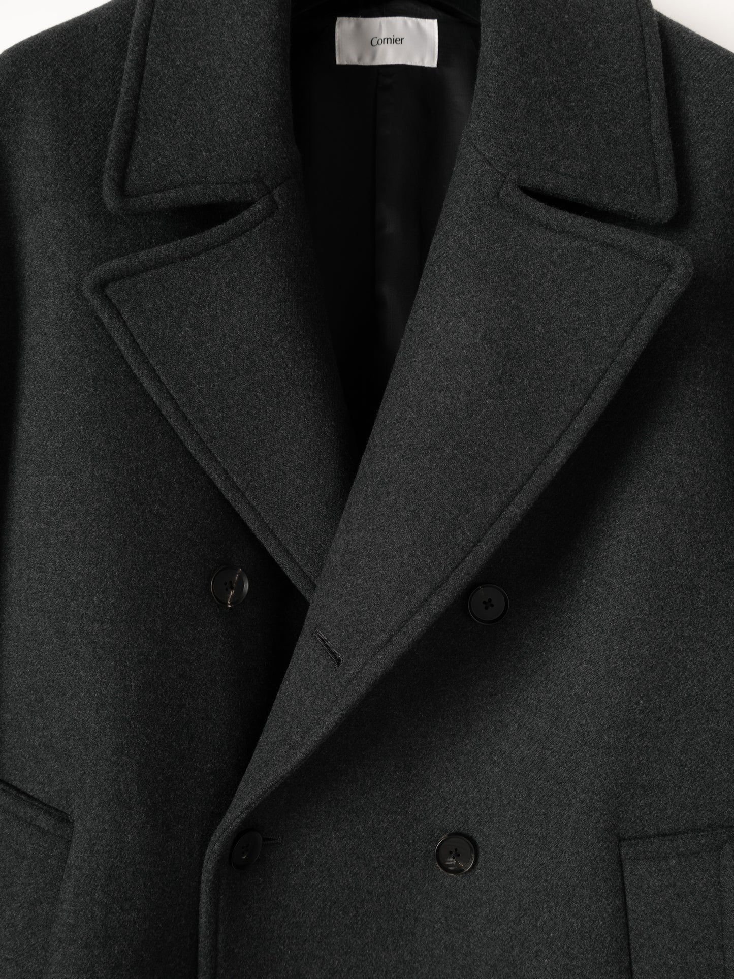 Super160’ s WOOL DOUBLE CLOTH PEA COAT｜TOP GRAY