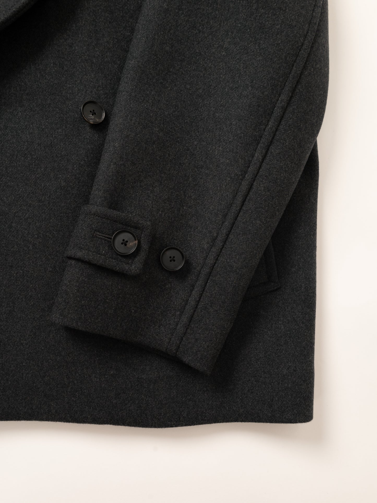 Super160’ s WOOL DOUBLE CLOTH PEA COAT｜TOP GRAY