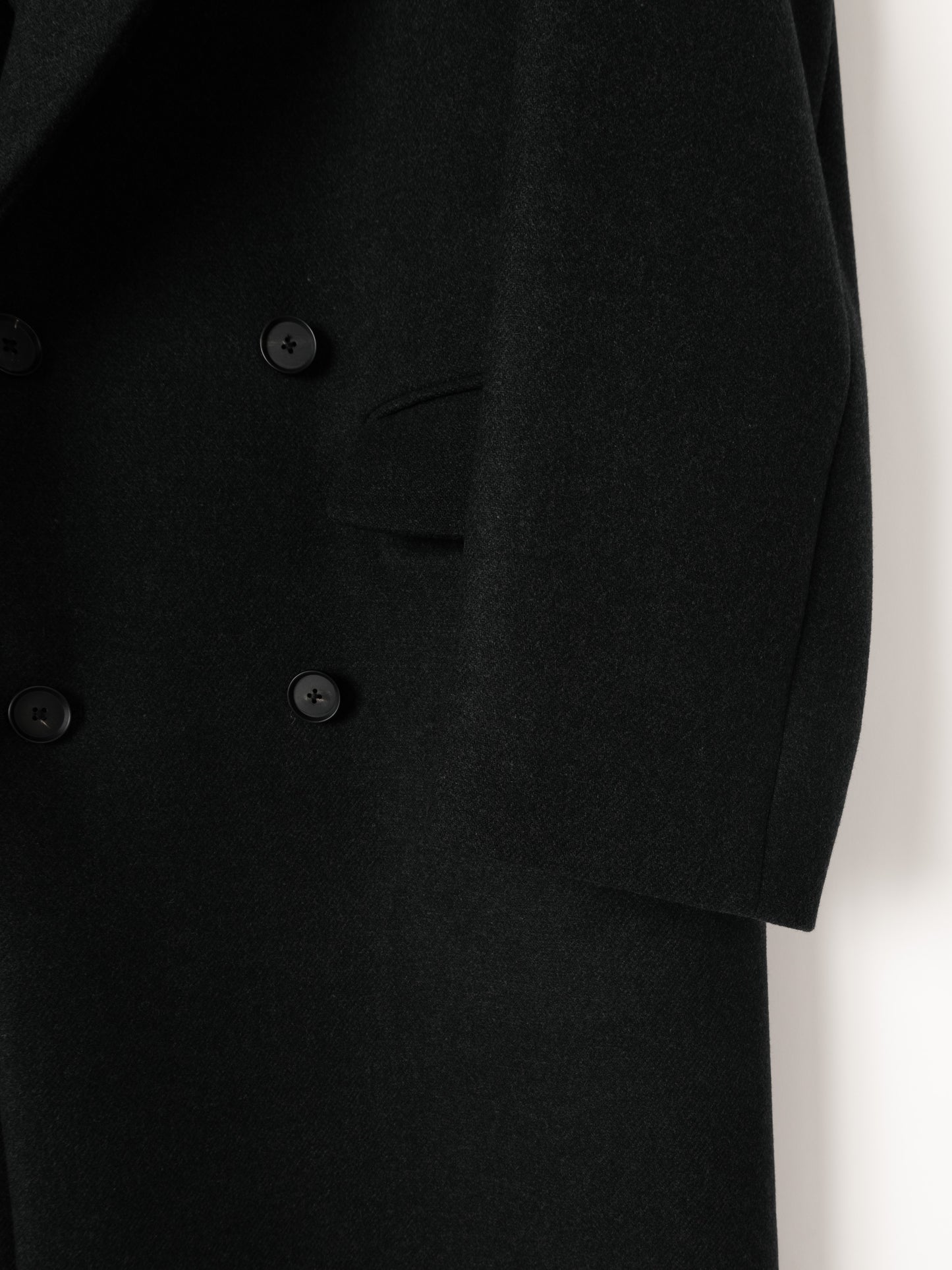 Super160’ s WOOL DOUBLE BREASTED LONG COAT｜TOP BLACK