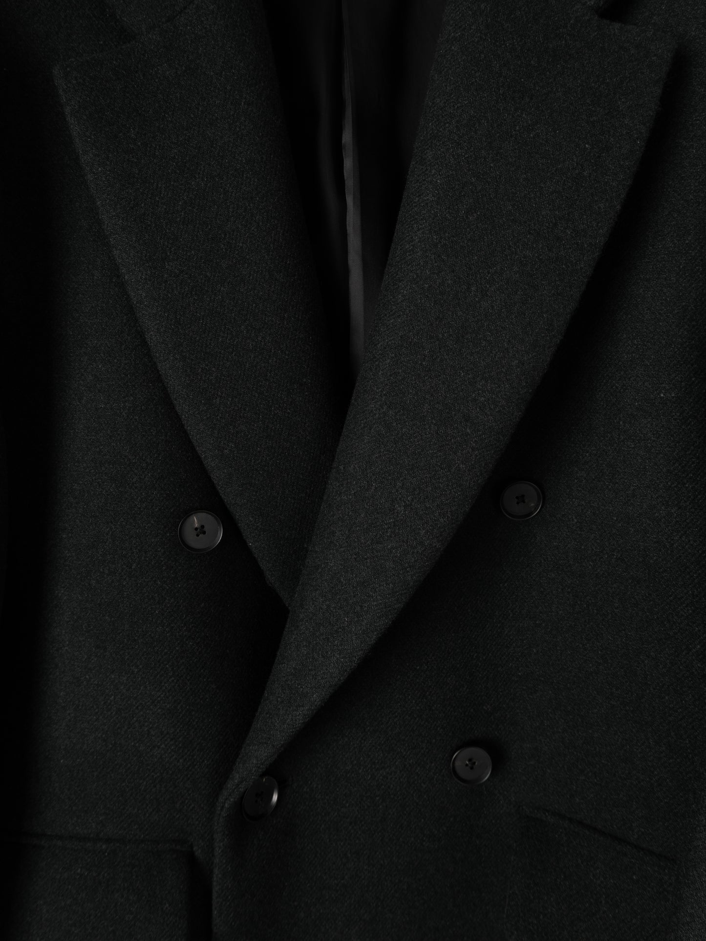 Super160’ s WOOL DOUBLE BREASTED LONG COAT｜TOP BLACK