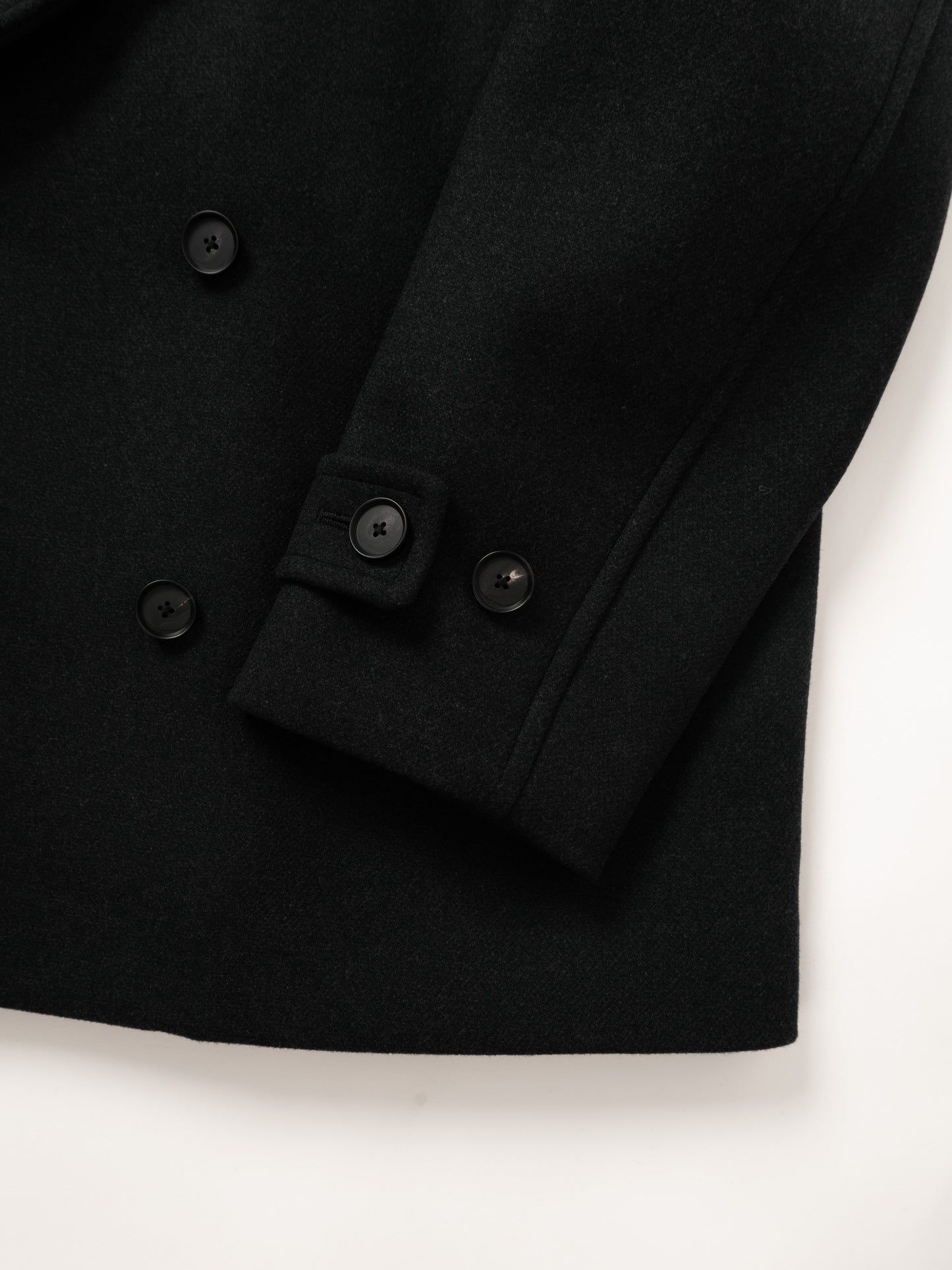 Super160’s WOOL DOUBLE CLOTH PEA COAT｜TOP BLACK